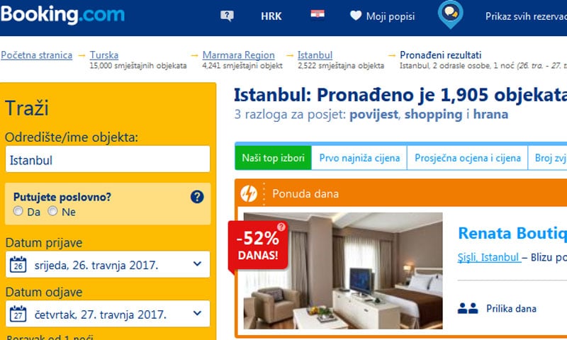 booking.com u turskoj