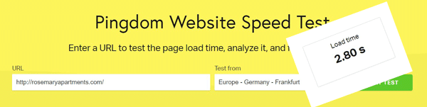 brzina učitavanja web stranice hotela